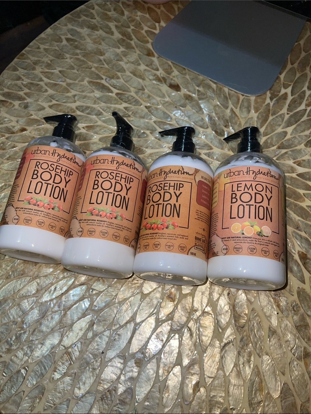 Urban Hydration Rosehip & Lemon Body Lotion – Peach Label (Peach/Tan Bottles)